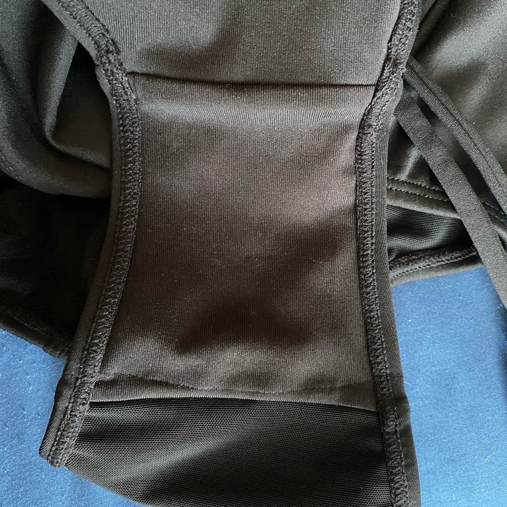 Black One-Piece Swimsuit Cinched Lace-Up Waist - Picture 8 of 9